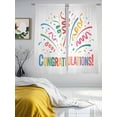 thumbnail image 3 of Sheer Curtains 72 Inches Long 2 Panels, Congratulations Words Rod Pocket Curtain Voile Draperies, Colorful Celebration Ribbon Light Filtering Window Treatment for Living Room Kitchen Bedroom, 3 of 8