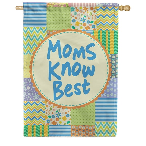 America Forever Moms Know Best Happy Mother's Day House Flag 28 x 40 inches Classic Plaid Pattern Double Sided Holiday Seasonal Yard Outdoor Decorative I Love You Mom Flag