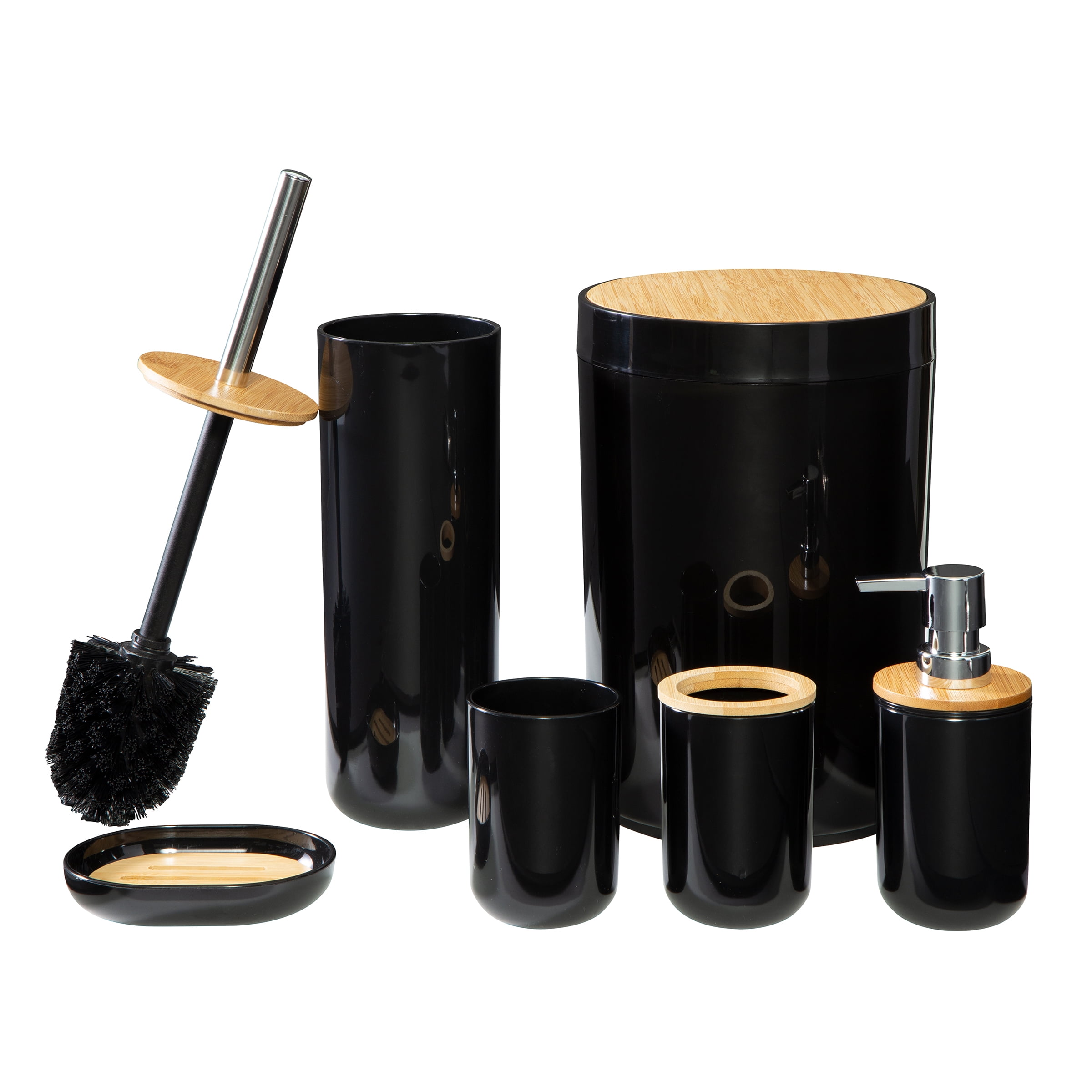 6Piece Complete Bathroom Accessories Set (Black