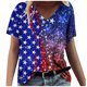 thumbnail image 2 of Fiudx Liquidación de Ahorros de Verano Camiseta de Manga Corta con Cuello En V Estampada para El Día de La Independencia Informal a La Moda para Mujer, 2 of 4