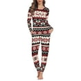 thumbnail image 2 of Renewold Christmas Family Pajamas Matching Sets Aztec Ethnic Snowflake Nightwear Tracksuit for Women Size XL 2 PCS Skin Friendly Sleepwear Long Pants Set, 2 of 5