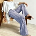 thumbnail image 5 of Mifsaly Womens Striped Pants Wide Leg Lounge Pants Elastic Waist Relaxed Fit Pajama Sleep Trousers for Home and Beach Vacation Blue,XL, 5 of 5