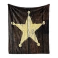 thumbnail image 1 of Western Soft Flannel Fleece Blanket, Southwestern Prehistoric Rustic Wooden Lone Star 5 Point Antiqued Look, Cozy Plush for Indoor and Outdoor Use, 50" x 70", Pale Yellow and Brown, by Ambesonne, 1 of 6