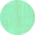 thumbnail image 1 of Ahgly Company Machine Washable Indoor Round Solid Turquoise Blue Modern Area Rugs, 4' Round, 1 of 4