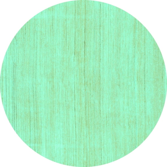 Ahgly Company Machine Washable Indoor Round Solid Turquoise Blue Modern Area Rugs, 4' Round