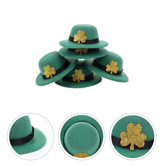 FRCOLOR 5Pcs Dark Green EVA Brushed Cloth Wine Bottle Hats for St Patrick's Day Theme