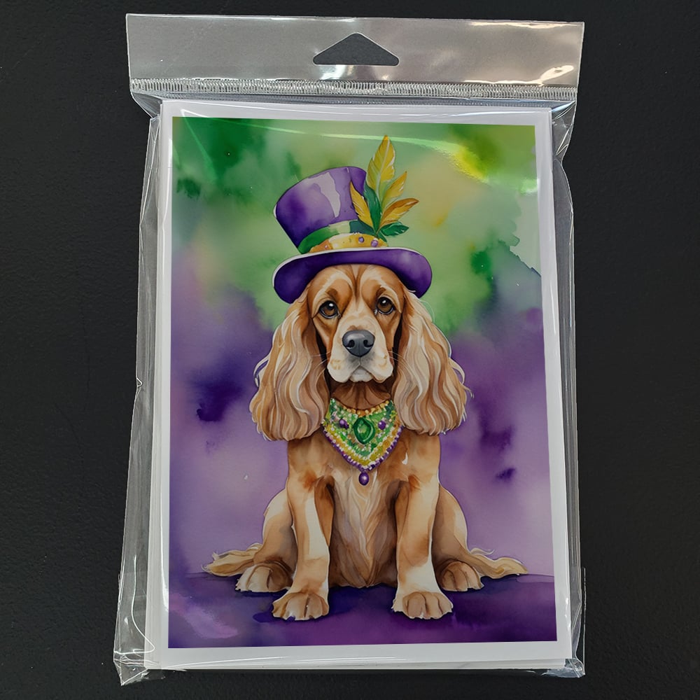 Cocker Spaniel King of Mardi Gras Greeting Cards Pack of 8 7 in x 5 in
