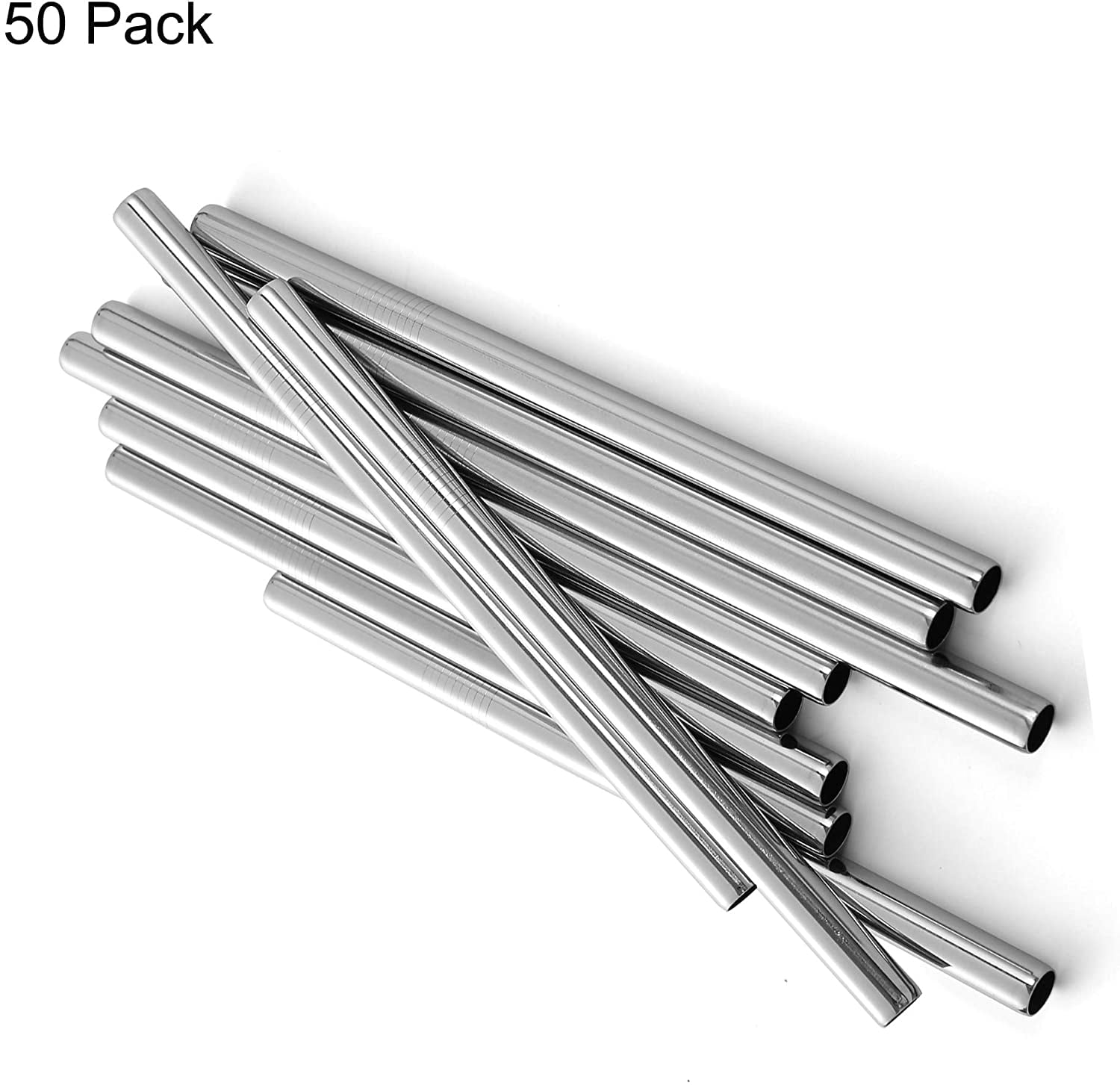 Lot of 50 Extra Wide Stainless Steel Boba Smoothie Straws 
