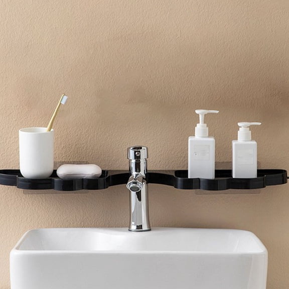 Corner Shelf | Wall Mount Storage Organizer for Bathroom Kitchen Bedroom Living Room | Non-Perforated Floating Shelf | White or Black | 11.81x11.81x0.94 Inches | 1 Piece