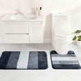 thumbnail image 6 of Exclusivo Mezcla Toilet Rugs U-Shaped 20x24, Extra Soft Non Slip Absorbent Water Microfiber Bath Rugs, Machine Washable Quick Dry Bath Mats for Toilet, Gradient Navy Blue, 6 of 8