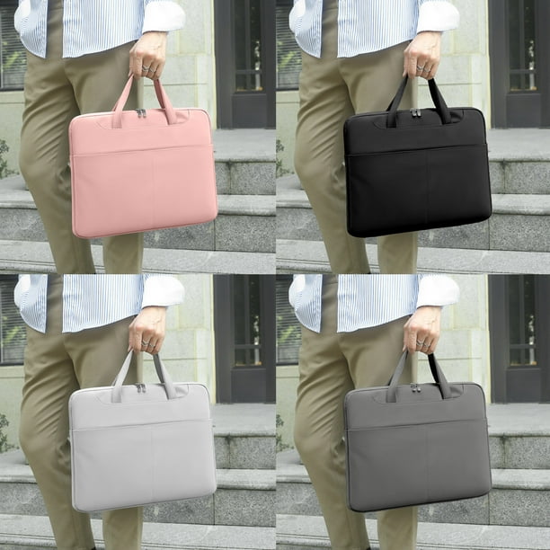 Bolsa De Almacenamiento De Tela Maletín delgado de poliéster beige para portátil,multicapa,para guardar tabletas y para reuniones de negocios (1 unidad) Rkxzt