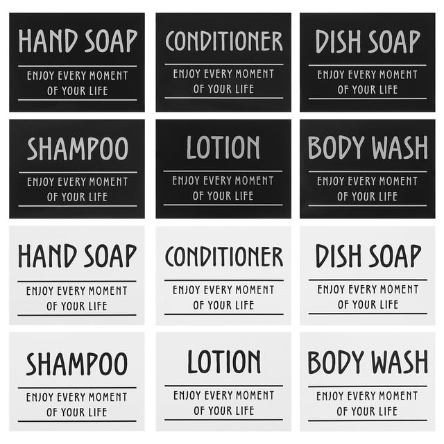 Miangastore 12PCS Hand Soap Sticker Assorted Color PVC Labels for Bathroom Organization