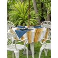 thumbnail image 3 of Outdoor Tablecloth with Umbrella Hole for Patio/Picnic/Party/Camping, Yellow Striped Waterproof Table Cloth Round Cover Washable, Watercolor Farmhouse Stripes Abstract (Dia 54"), 3 of 9