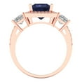 thumbnail image 4 of 3.005 ctw 3 Stone Anniversary Ring for Women | Princess Cut Simulated Blue Sapphire | Hyperallergenic Solid 14K Rose Gold, 4 of 5
