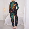 thumbnail image 3 of Pajama Sets for Women 2 Pcs, Colorful Owl Forest Button Down Long Sleeve Sleepwear Lounge PJ Sets, 3 of 6