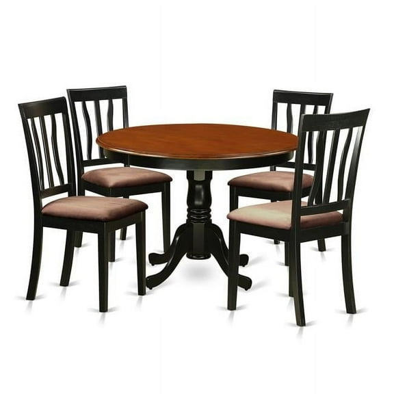 East West Furniture HLAN5-BCH-C Dining Set - 1 Table & 4 Cushion Seat Chairs, Black - 5 Piece