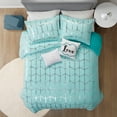 thumbnail image 4 of Regency Heights Twin/Twin-XL Size Comforter Set, 4-Piece Bedding Set for All Seasons, Geometric Metallic Comforter Bed Set with Decor Pillows for College Dorm, Aqua/Silver, 4 of 8