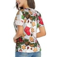 thumbnail image 3 of Fuzoiu Christmas Gingerbread Cookies Print Women's Classic V-Neck T-Shirt, Short Sleeve V Neck Tees for Casual Everyday Wear,Casual Fit Tee,Summer Fashion Tops-Medium, 3 of 5