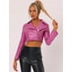 thumbnail image 2 of chaqueta biker de piel sintética Chaqueta corta con cremallera de PU de manga larga para mujer Rosa Caliente XL, 2 of 6
