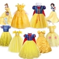 thumbnail image 2 of Vestido de Bella para niña, disfraz de princesa elegante de Navidad para niños, disfraz de Blancanieves para Halloween, fiesta de disfraces de fantasía de 3 a 10 años, 2 of 5