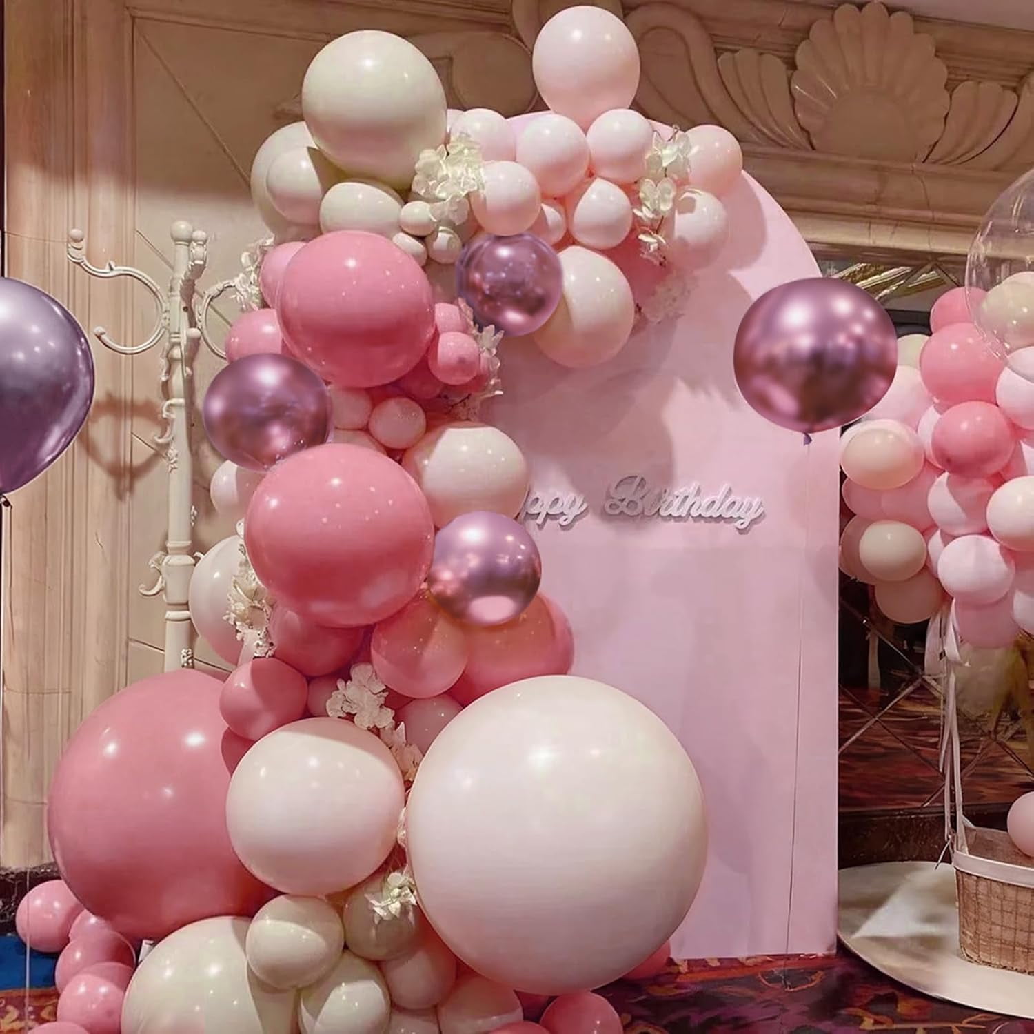 Burculy Dusty Pink Balloon Arch Kit, 166Pcs Pastel Nude Light Pink Metallic Balloons Garland for Wedding Bridal Baby Shower Princess Girl Women Birthday Party Decorations Visit the MEBAY Store