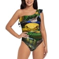 thumbnail image 4 of Daiia Colorful Viper Snake Women's One Piece Swimsuits Personalized One Shoulder Swimwear Asymmetric Ruffle Bathing Suits-Large, 4 of 8