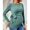 thumbnail image 6 of Qingpeng Maternity Shirt Crewneck Long Sleeve Basic Top Ruch Sides Bodycon Solid T Shirt for Pregnant Women, 6 of 7