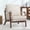 Beige, variant on Ebello Mid-Century Modern Accent Chair, Upholstered Reading Armchair with Side Storage Pocket & Waist Cushion for Living Room Bedroom, Easy Assembly, Gray