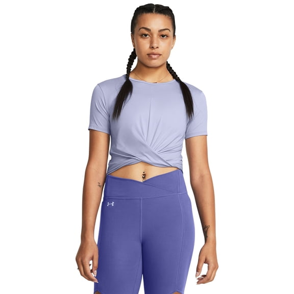 Women's Under Armour Motion Crossover Crop Short Sleeve Tee Color: Purple Size: X LARGE