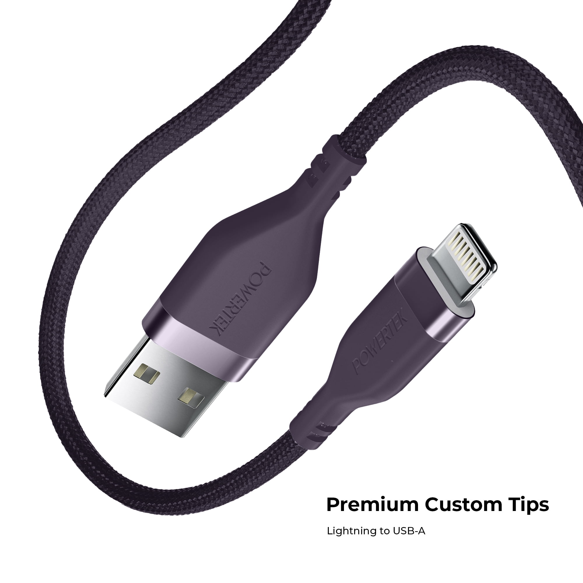 Liquipel Powertek Premium Braided USB-A to Lightning Cable - Purple