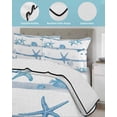 thumbnail image 3 of Full Size Quilt Bedding Set, Blue Coastal Starfish Reversible Summer Quilt 3 Pieces, Summer Conch Sea Fish Stripes Lightweight Bedspreads Coverlets with 2 Pillow Shams for All Seasons, 3 of 5