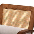 thumbnail image 6 of Baxton Studio Classic Rubber Wood Polyester PE Rattan Solid Print Armchair, Walnut Brown, 6 of 9