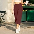 thumbnail image 5 of Capri Pants for Women Wide Leg High Waist Yoga Sweatpants with Pockets Causal Loose Pull On Lounge Pants Red L, 5 of 6