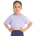 thumbnail image 4 of iiniim Dance Crop Sweatshirt Hooded Pullover Girls Short Sleeve Cropped Hoodie Tops Gymnastics Tee Shirt Lavender 6, 4 of 7
