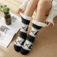thumbnail image 5 of Xfvqtps Christmas Slipper Socks for Women with Grippers Thick Slipper Non Slip Home Fuzzy Warm Winter Fluffy Socks Black, 5 of 8