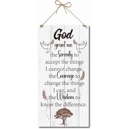 Prayer Wall Decor Hanging Wood Sign Wooden Rectangle Printed Inspirational Serenity Ear of Wheat Peace Dove Tree Decoration Sign with Jute Twine for Front Door Farmhouse 6 x 12 Inch Mixed Color 1pc