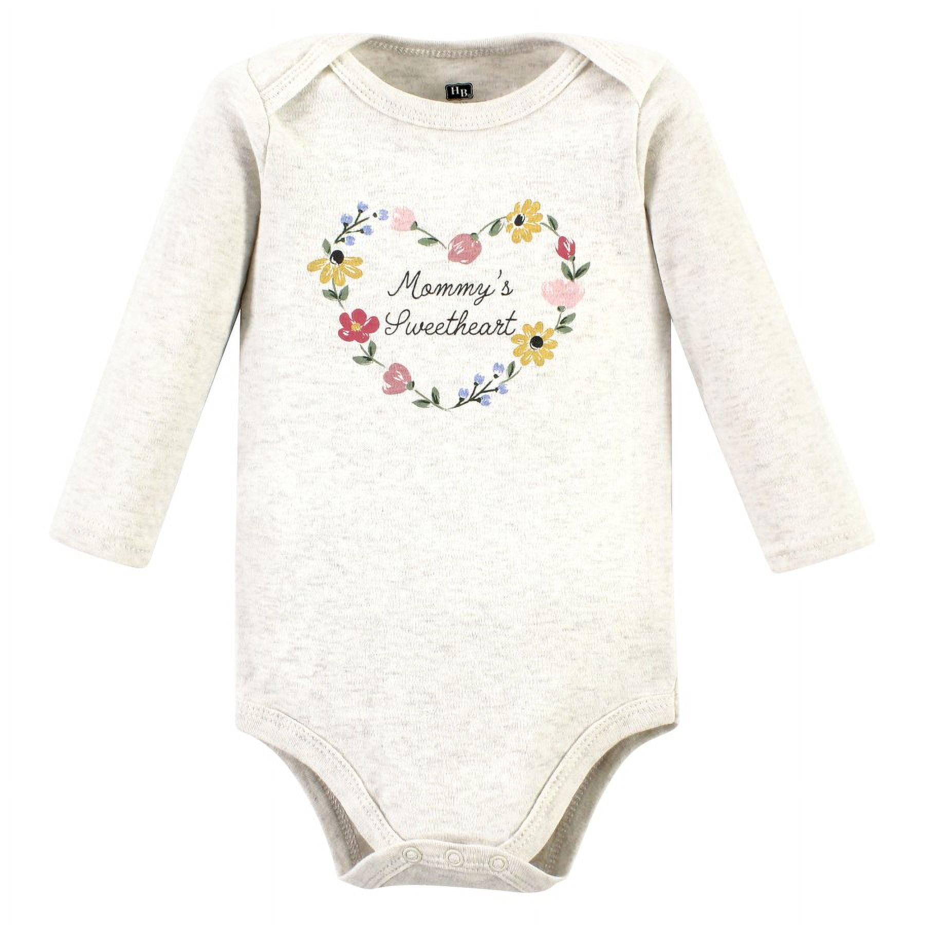 Hudson Baby Girl Cotton Long Sleeve Bodysuits, 3-Pack, Sizes Newborn-24 Months