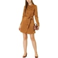 thumbnail image 5 of Allegra K Women's Shirtdress with Belt Casual Button Down Satin Shirt Dress, 5 of 6