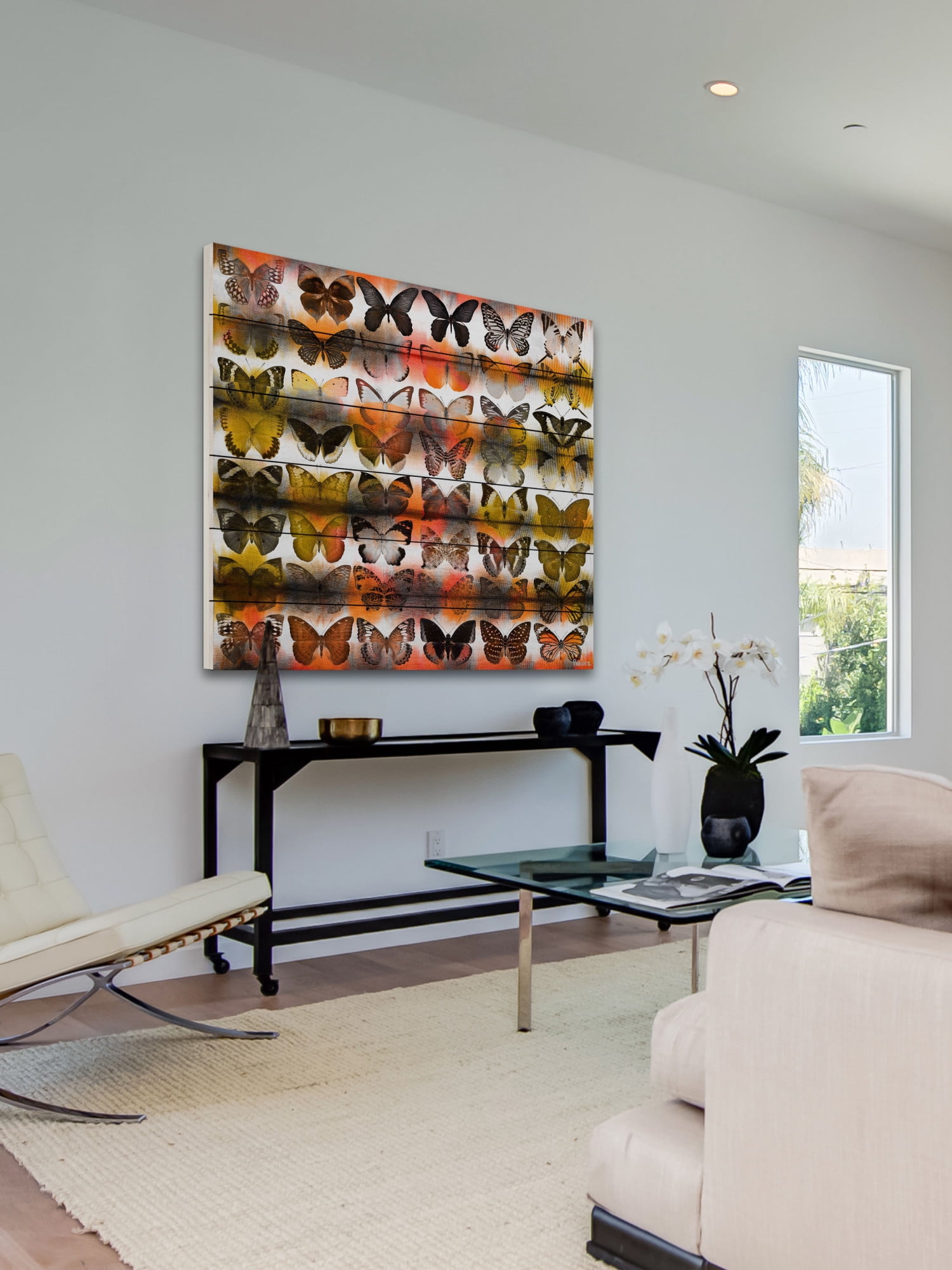 Parvez Taj Moths in Rows Art Print on White Pine Wood