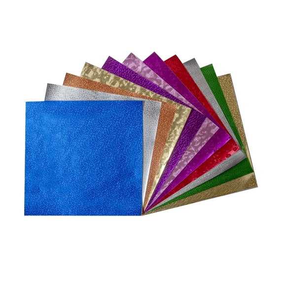 Hygloss 12 x 12 in Embossed Metallic Foil Paper – 50 Sheets, Assorted Colors & Designs