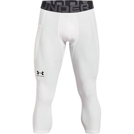 Under Armour Mens HeatGear 3/4 Leggings White 100/Black Large