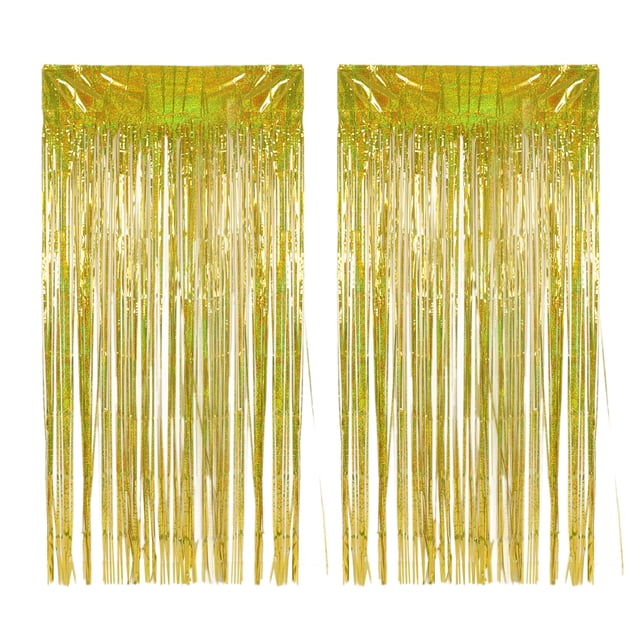 Streamer Curtain,2pcs Foil Fringe Curtain Fringe Backdrop Streamers Backdrop Tried and Trusted