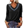 thumbnail image 1 of Leopardo Cuello En V Jersey Suelto Casual Manga Larga Top Túnica Suave De Moda Para Mujer Negro XL, 1 of 5