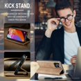 thumbnail image 4 of Leather Case for iPhone 15 Pro Case Wallet, for iPhone 15 Pro Wallet Case Book Folding Flip Folio Case with  Kickstand Card Slots Protective Cover for iPhone 15 Pro, Brown, 4 of 12