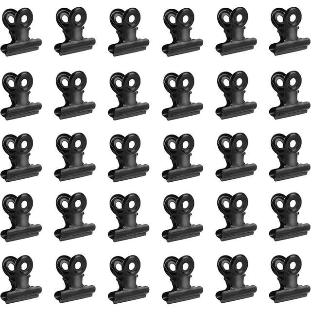 Pinces en Métal pour Papier Petits Trombones de Bouledogue Agrafe Multifonctionnelle pour Papier, Billets, étiquette, Sac, Boutique, Bureau et Cuisine 30 Pièces 20mm (Noir)