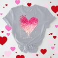 thumbnail image 2 of Itsame Valentine's Day T-Shirt Womens Heart Printed Short Sleeved Tops Round Neck T Shirt Gray Size XL, 2 of 8