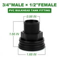 4x PVC Bulkhead Fitting For Rain Barrels Aquariums Water Tanks 3/4 Inch