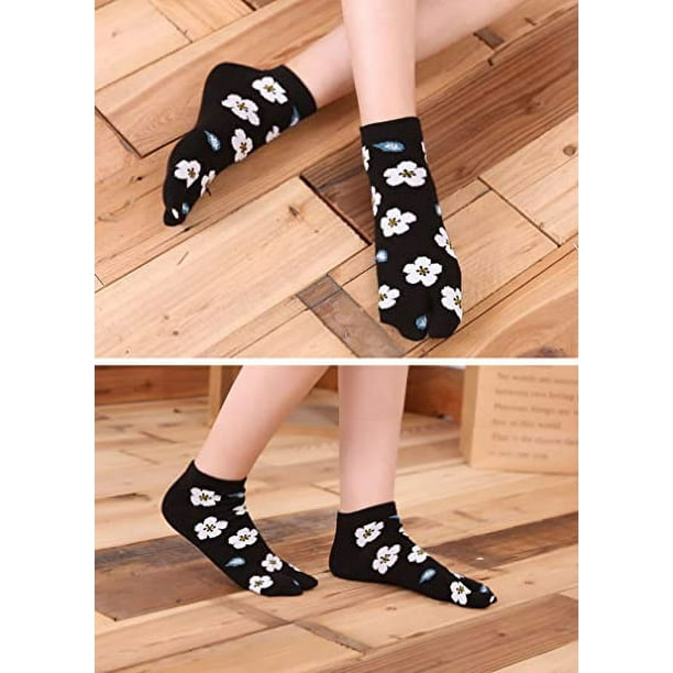 Women s Tabi Flip Flop Socks Two Toe Split Athletic Cotton Colorful Ankle Sock 4pairs