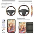 thumbnail image 3 of Yuyamidu Highland Cow Car Seat Covers Full Set of 13 Colorful Dahlia Steering Wheel Cover Seat Belt Pads Armrest Cover Auto Cup Holders Lip Gloss Holder Keychain Automobile Interior Sets, 3 of 6