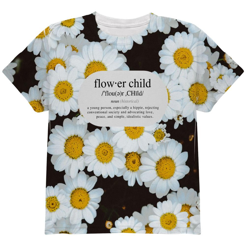 Flower Child Definition Daisies All Over Youth T Shirt Multi YLG